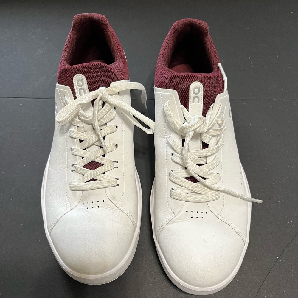 On Running White and Burgundy Men's Sneakers